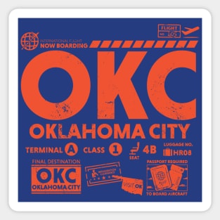 Vintage Oklahoma City OKC Airport Code Travel Day Retro Travel Tag OK Sticker